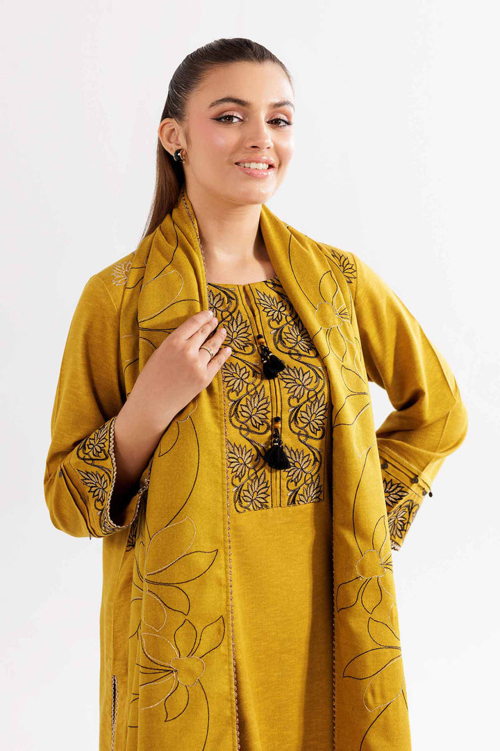 3 Piece Mustard Karandi Suit