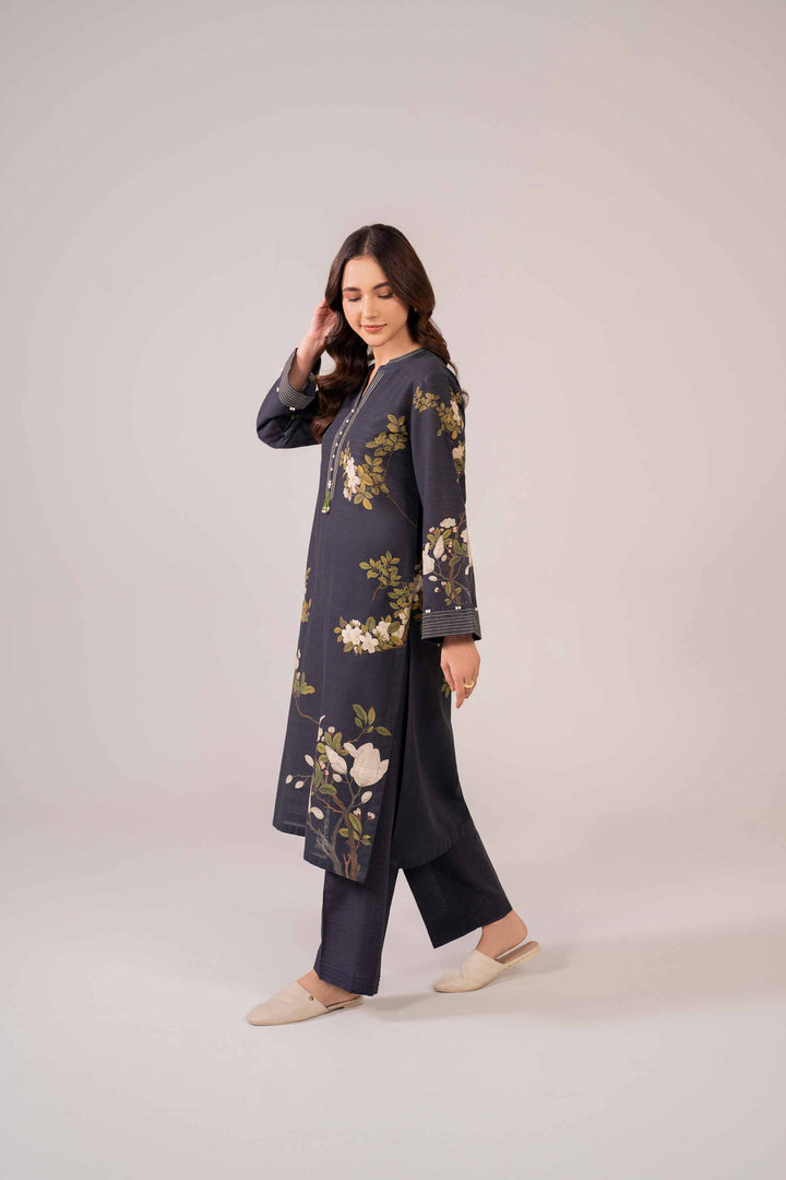 Printed Black Khaddar Suit