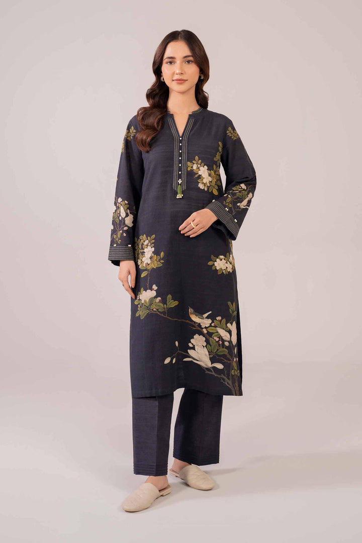 Printed Black Khaddar Suit