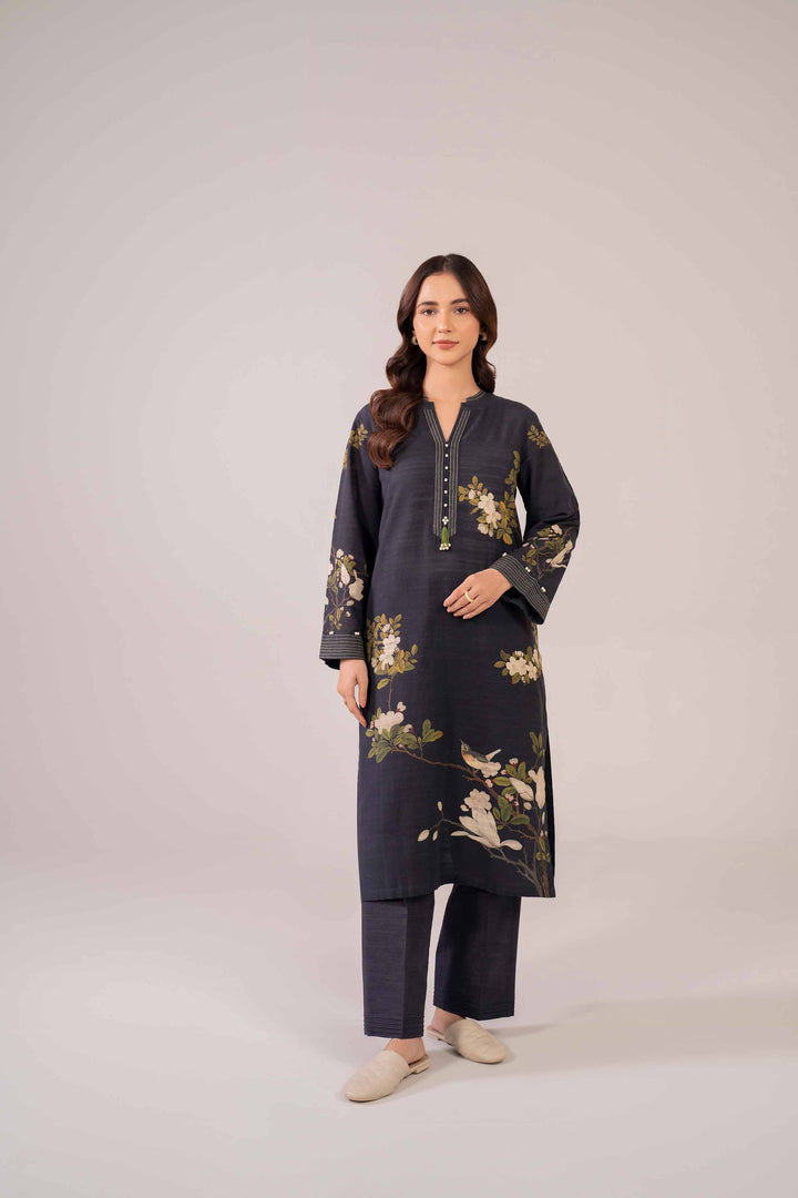 Printed Black Khaddar Suit