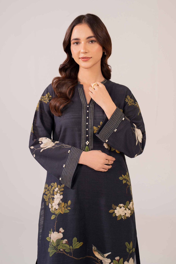 Printed Black Khaddar Suit