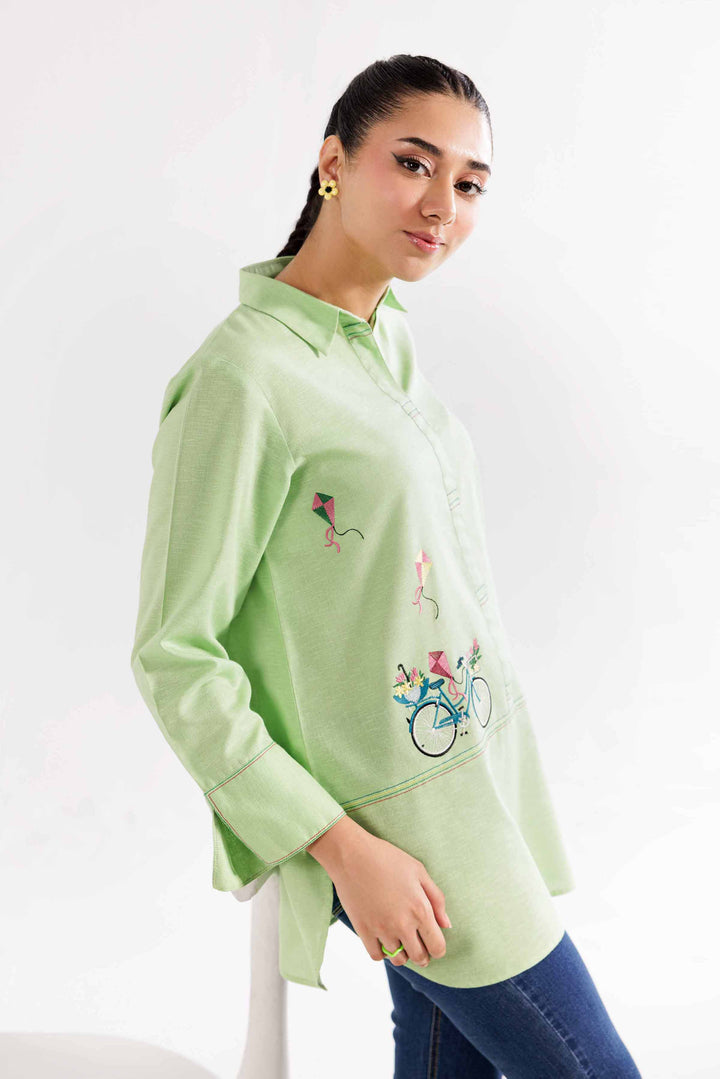 Karandi Pistachio Embroidered Tunic