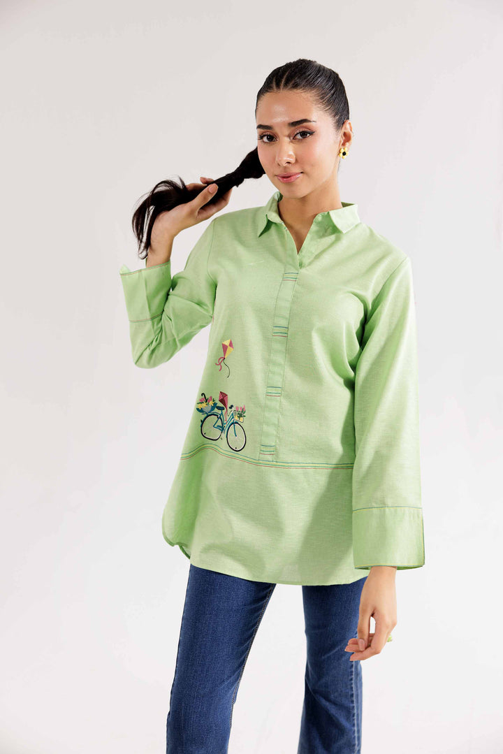 Karandi Pistachio Embroidered Tunic