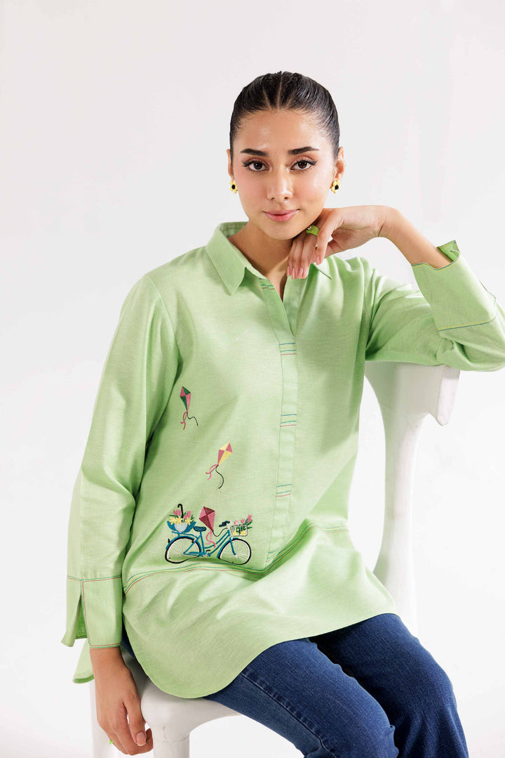 Karandi Pistachio Embroidered Tunic