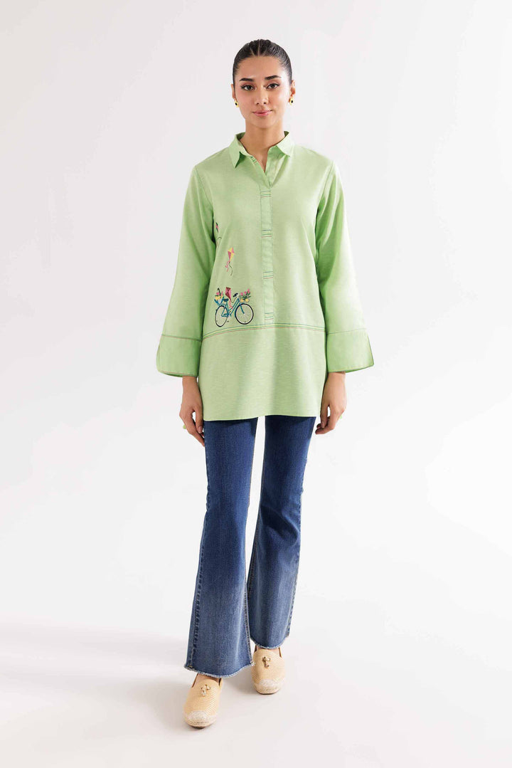 Karandi Pistachio Embroidered Tunic