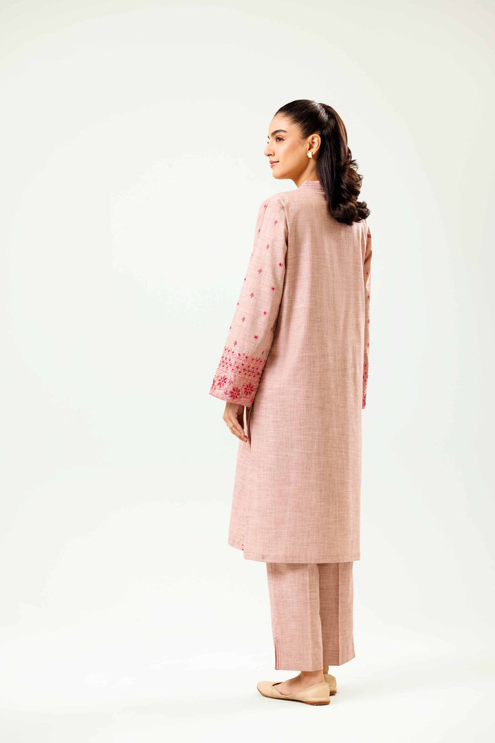 Light Pink Yarn Dyed Embroidered Winter Co-ord Set