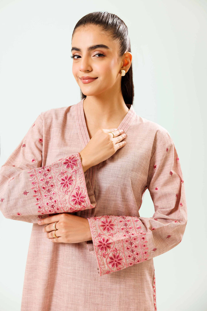 Light Pink Yarn Dyed Embroidered Winter Co-ord Set