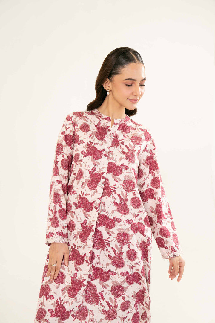 Printed Light Pink Karandi Suit