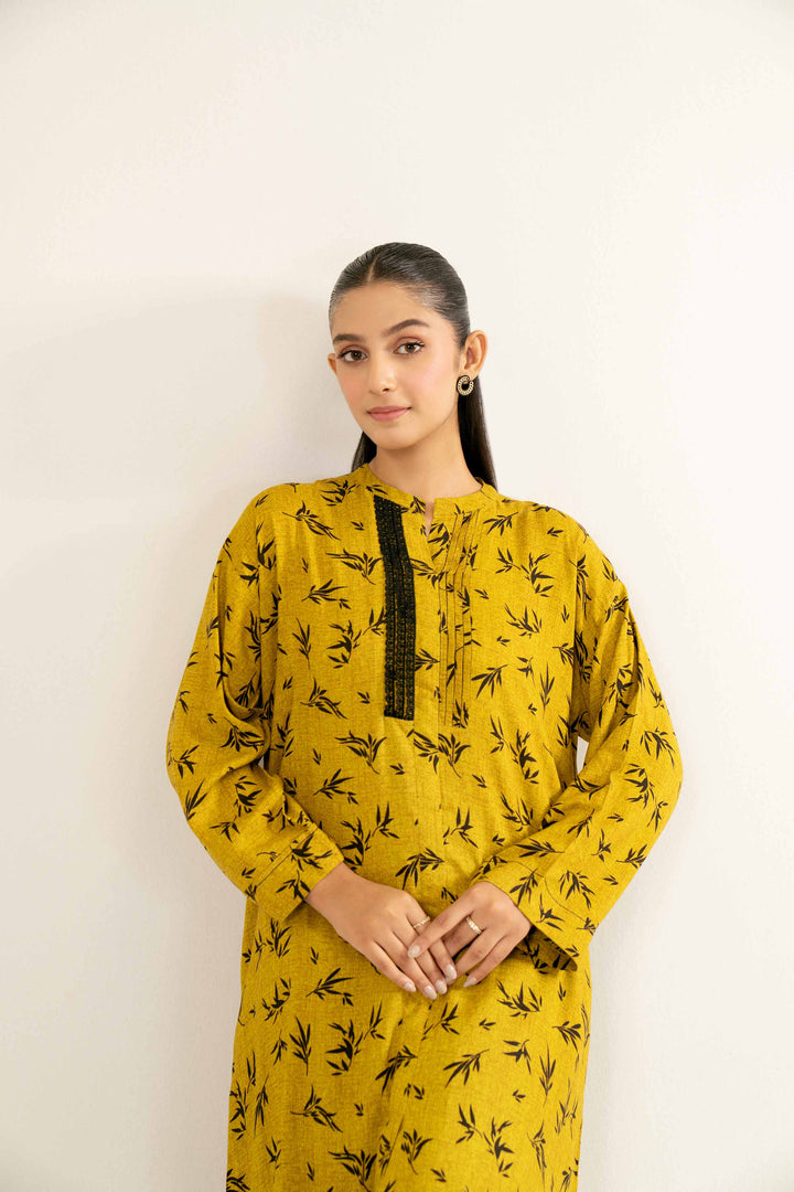 Printed Mustard Linen Shirt