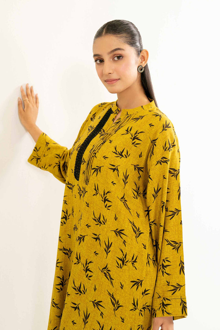 Printed Mustard Linen Shirt