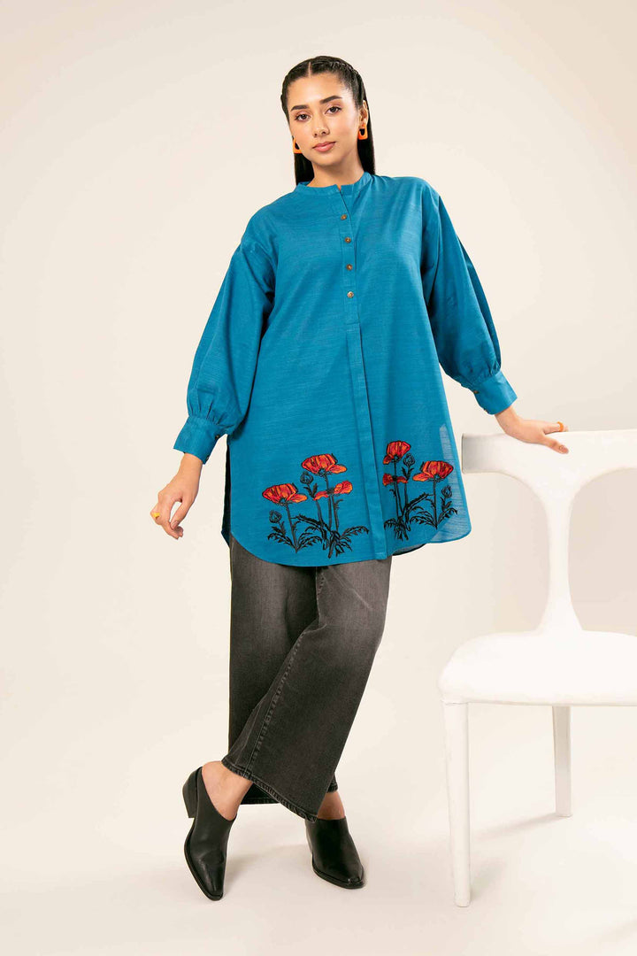 Blue Khaddar Embroidered Tunic