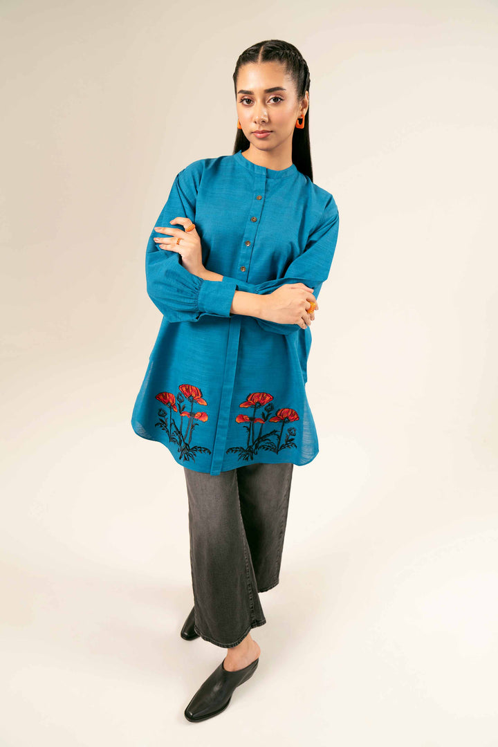 Blue Khaddar Embroidered Tunic