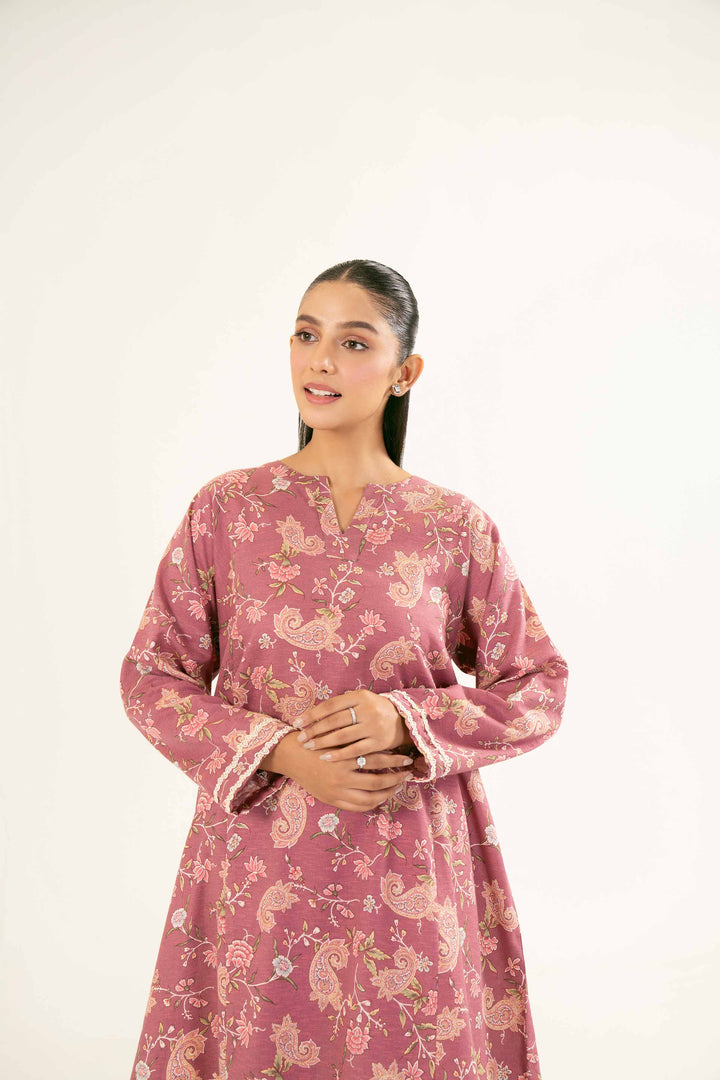 Printed Tea Pink Karandi Suit