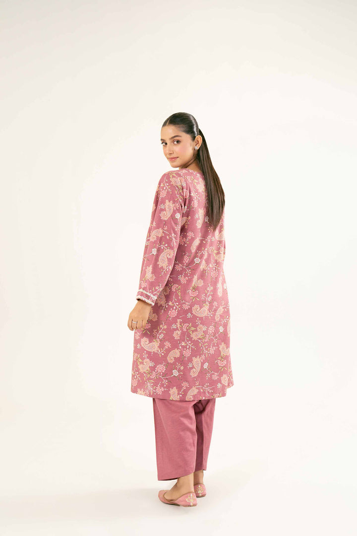 Printed Tea Pink Karandi Suit