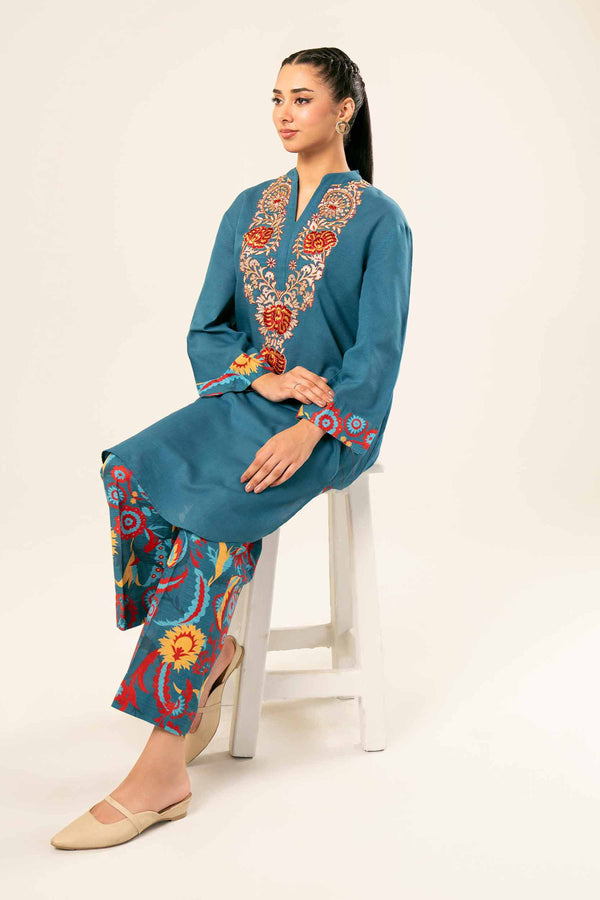 2 Piece Teal Khaddar Suit