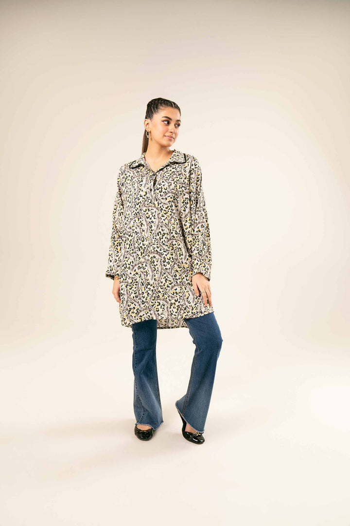 Linen Beige Printed Tunic