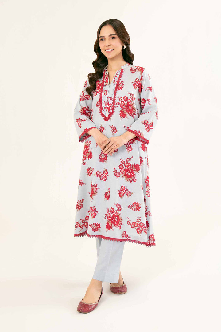 Printed Sky Blue Karandi Suit