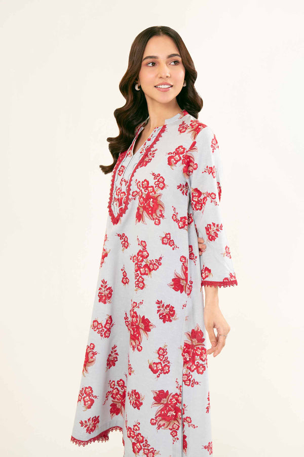 Printed Sky Blue Karandi Suit