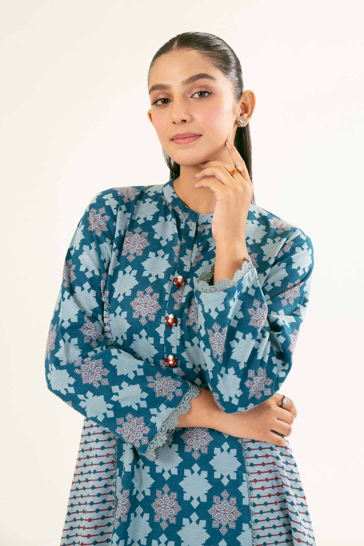 Printed Karandi Teal Suit