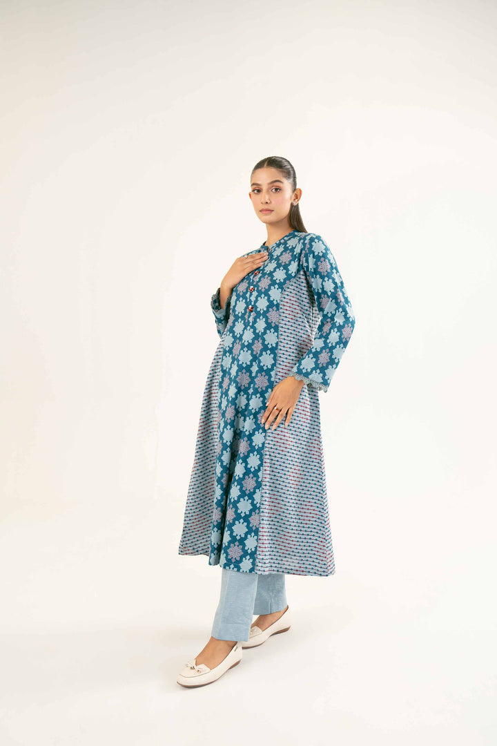 Printed Karandi Teal Suit