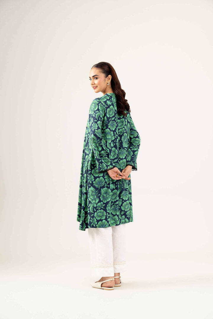 Green Linen Printed Winter Shirt 