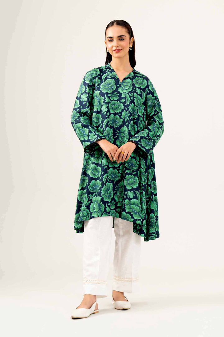 Green Linen Printed Winter Shirt 