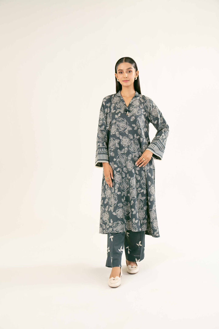 Printed Green Karandi Suit