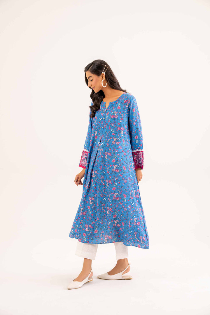 Linen Blue Printed Dress