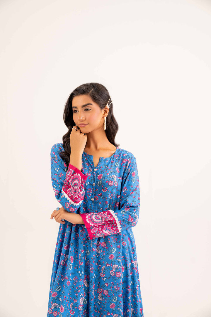 Linen Blue Printed Dress