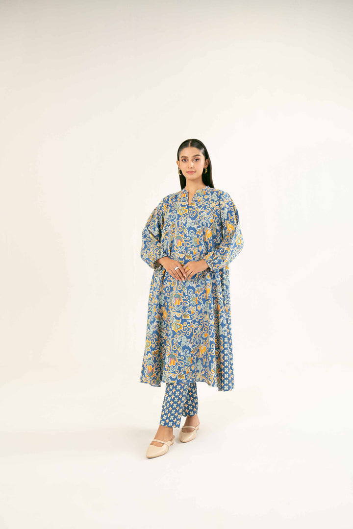 Printed Blue Karandi Suit