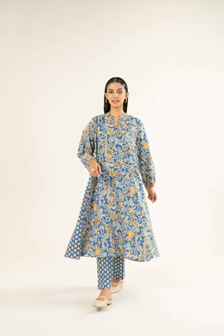 Printed Blue Karandi Suit