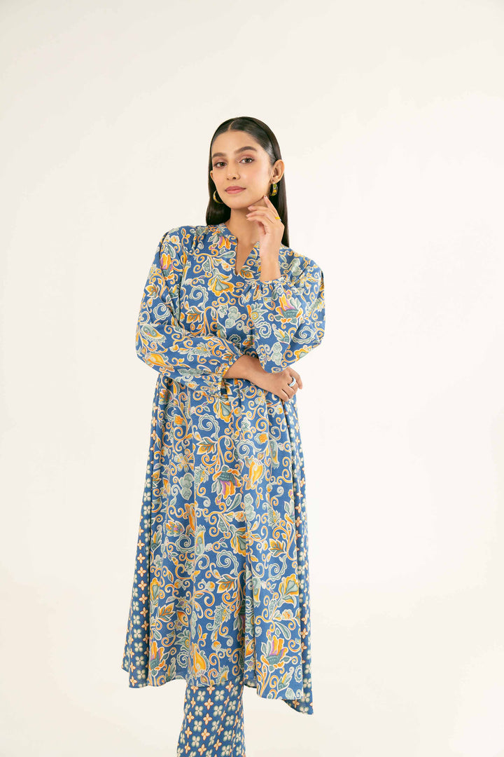 Printed Blue Karandi Suit