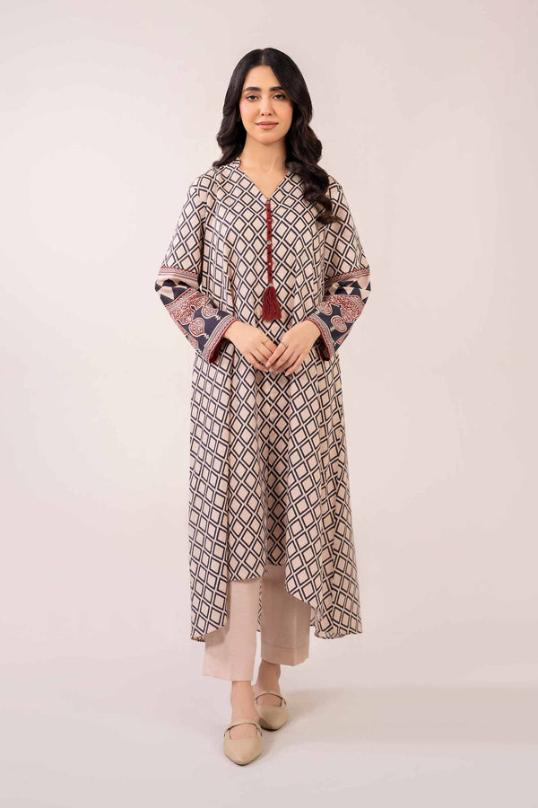 2 Piece Printed Beige Karandi Suit