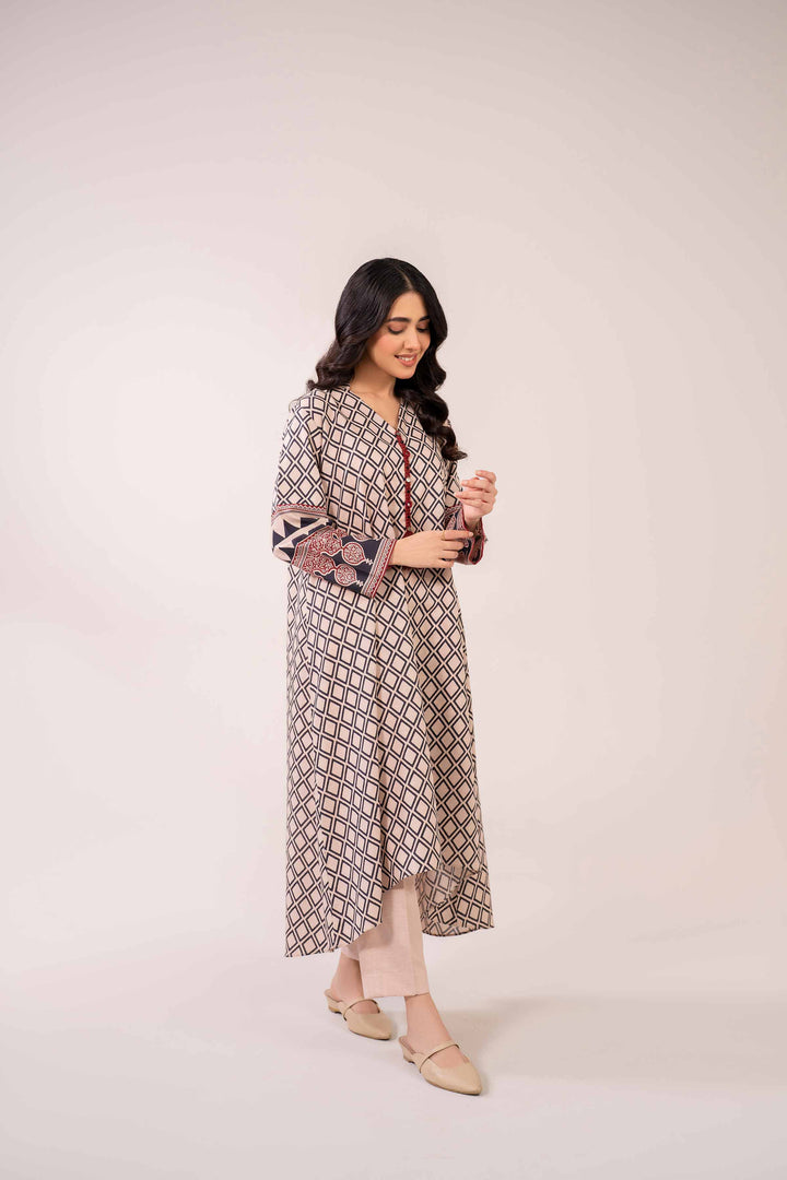 2 Piece Printed Beige Karandi Suit