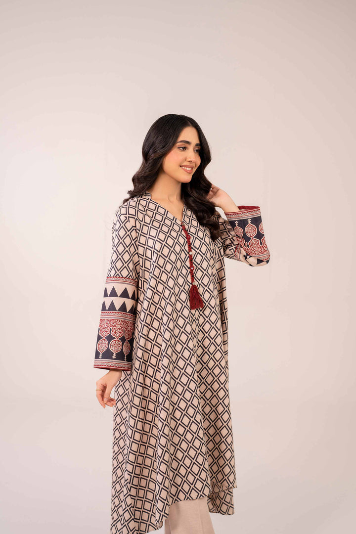 2 Piece Printed Beige Karandi Suit