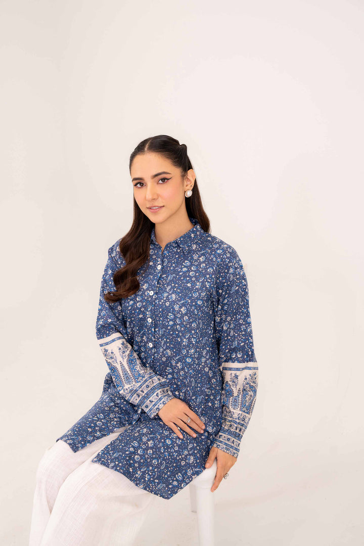 Karandi Blue Printed Tunic