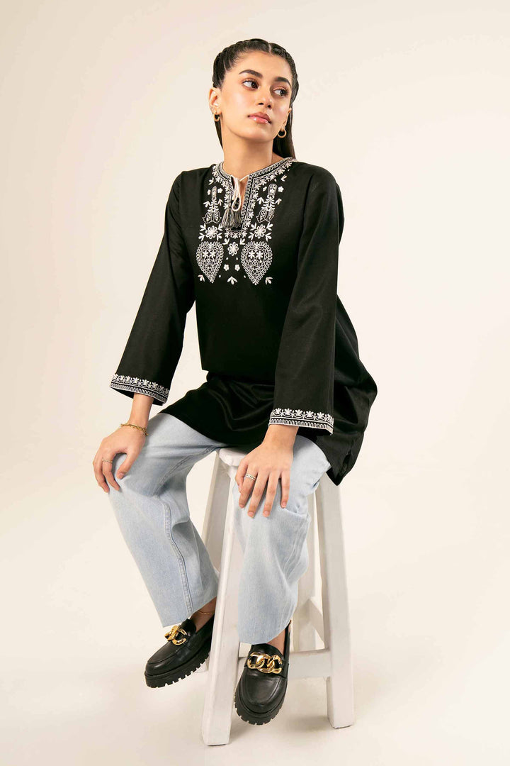 Black Khaddar Embroidered Tunic