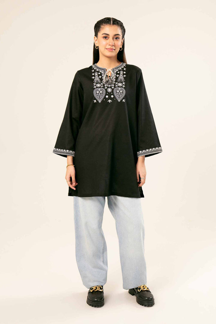 Black Khaddar Embroidered Tunic