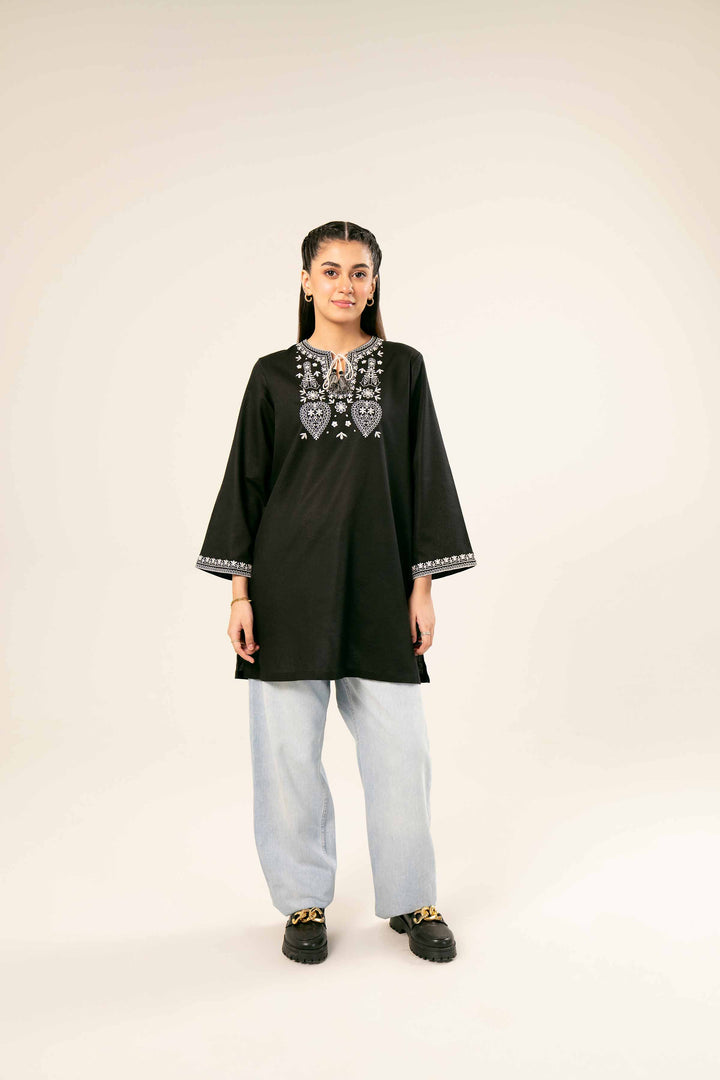 Black Khaddar Embroidered Tunic