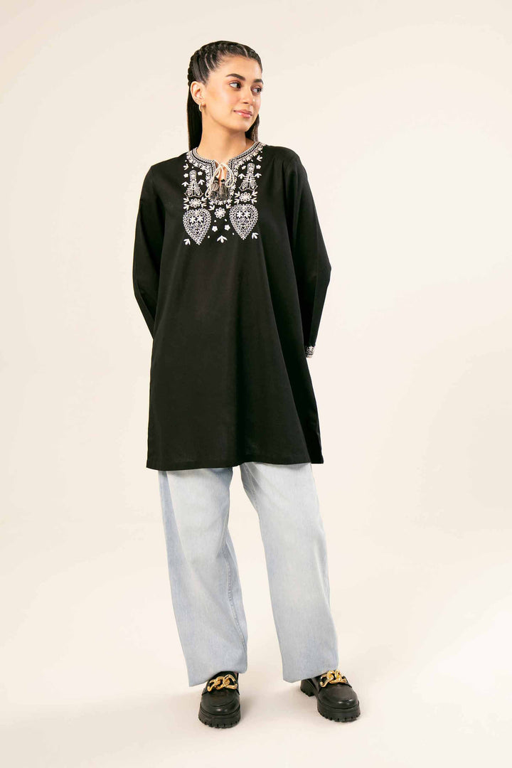 Black Khaddar Embroidered Tunic