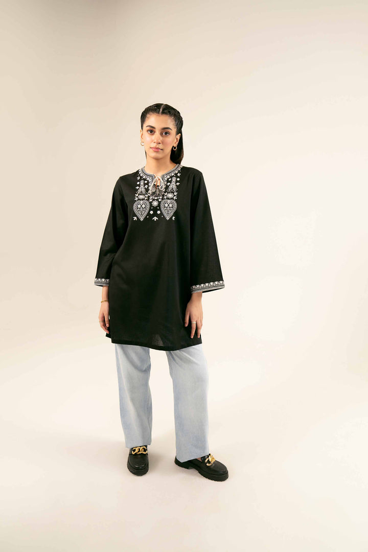 Black Khaddar Embroidered Tunic