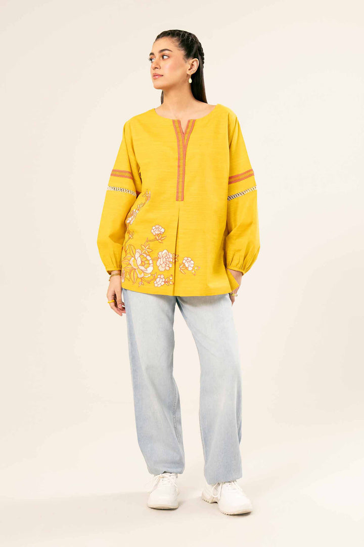 Yellow Khaddar Embroidered Tunic