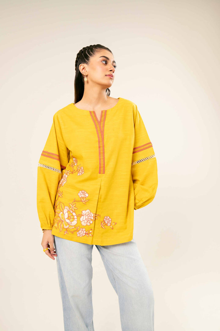 Yellow Khaddar Embroidered Tunic