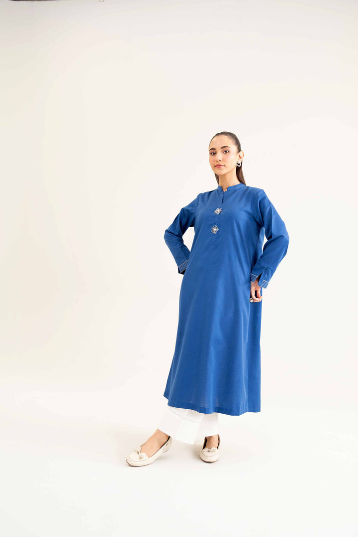 Blue Karandi Embroidered Winter Shirt