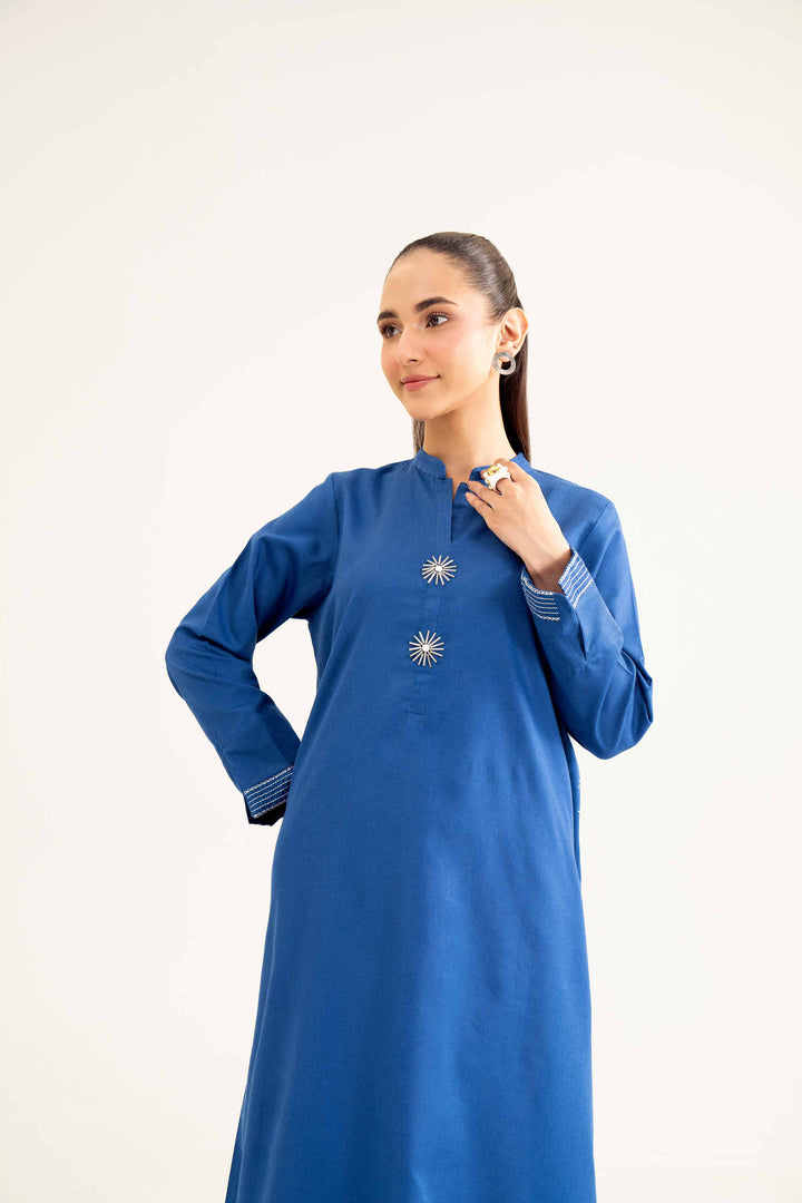 Blue Karandi Embroidered Winter Shirt