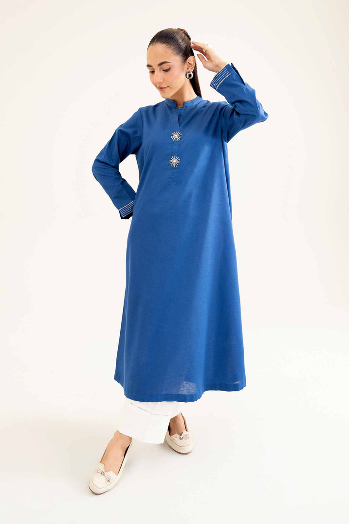 Blue Karandi Embroidered Winter Shirt