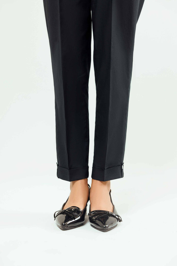 Black Cambric Basic Winter Trousers