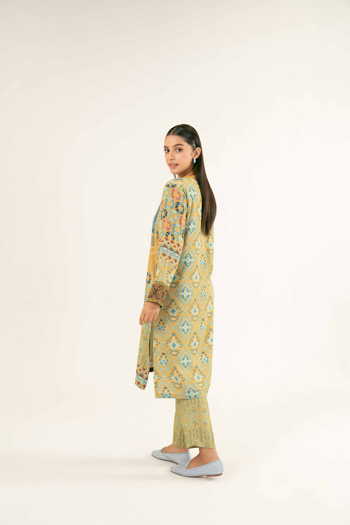 2 Piece Linen Mustard Printed Suit