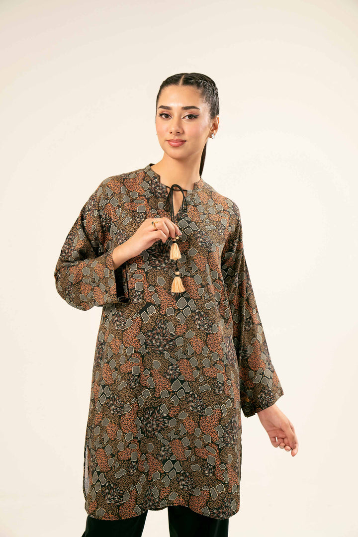 Linen Brown Printed Tunic