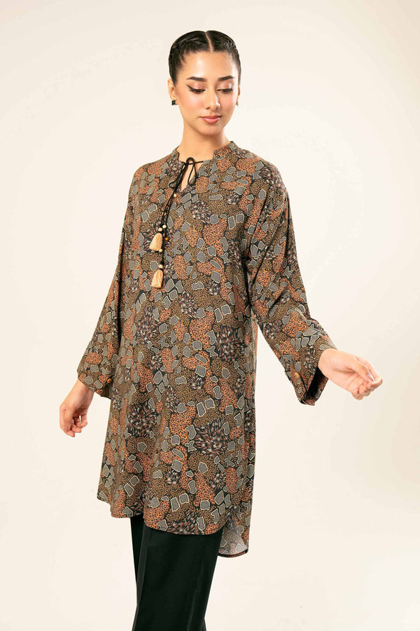 Linen Brown Printed Tunic